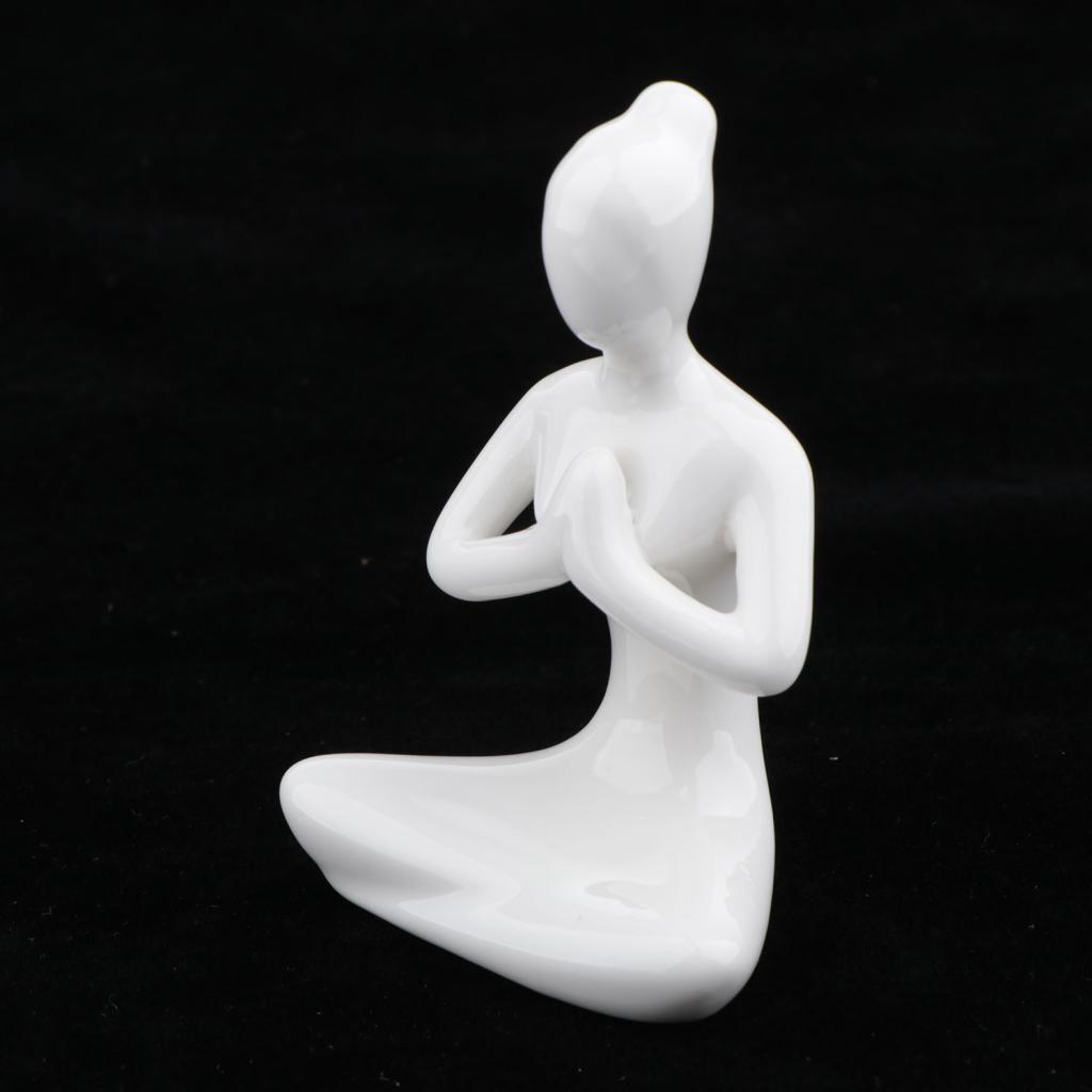 Tishita 2x Ceramic Yoga Figure Ornament Statue Sculpture Garden Desk Home