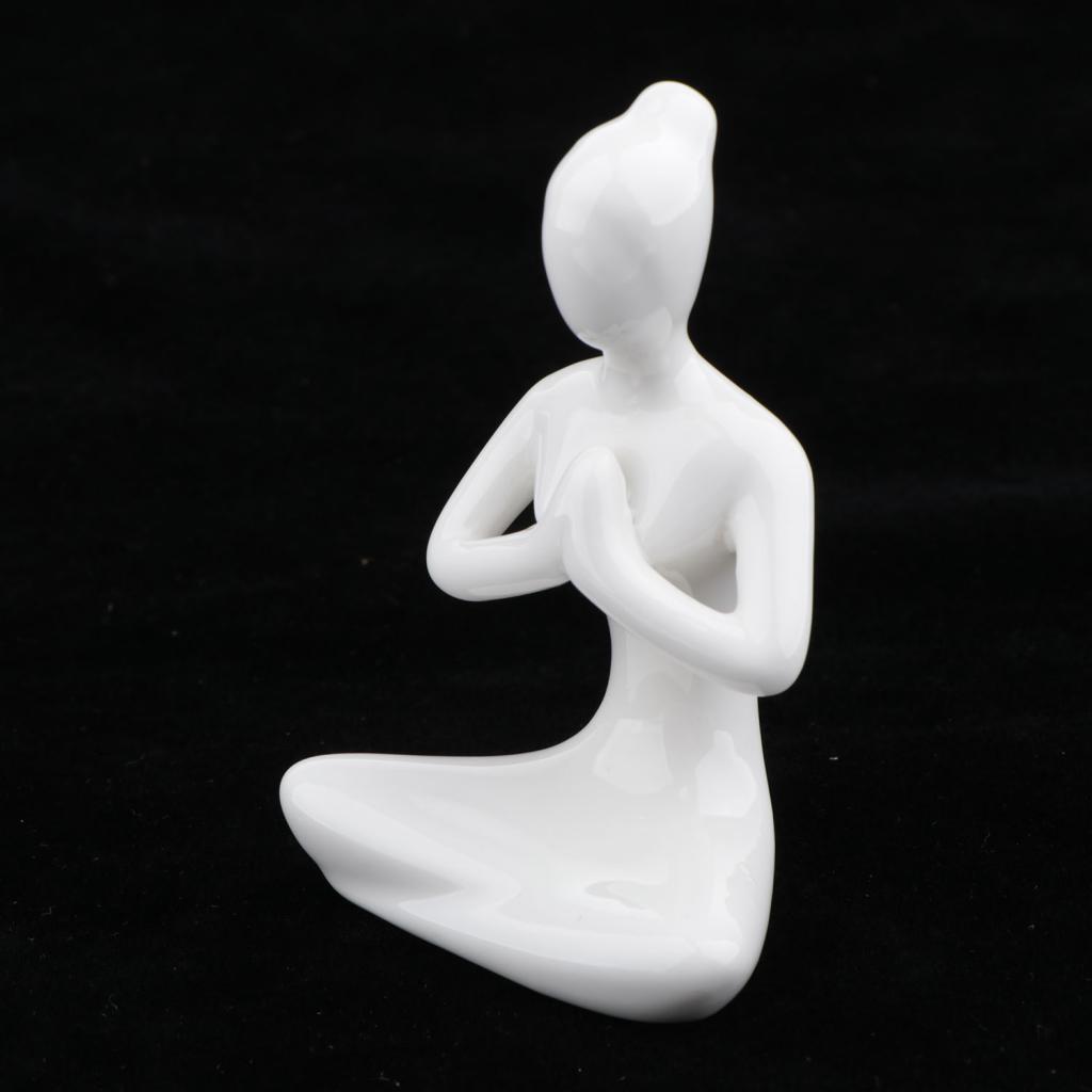 2X Ceramic Yoga Figure Ornament Statue Sculpture Zen Garden Desk Decor Style-02