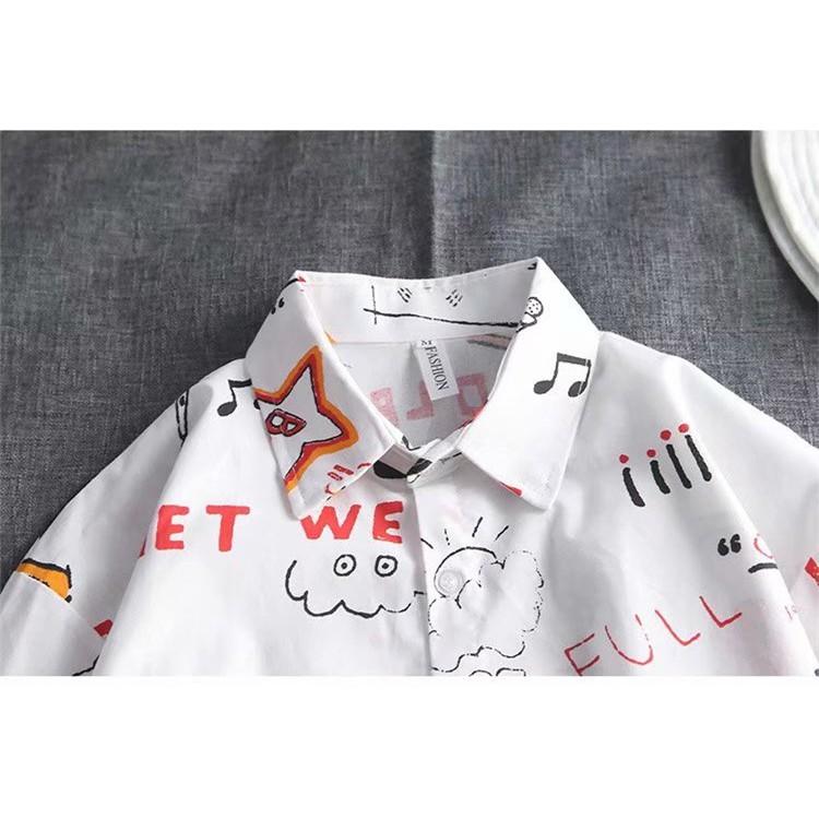 Đơn giản Thời trang Áo sơ mi nam dài tay In ấn Hoa văn