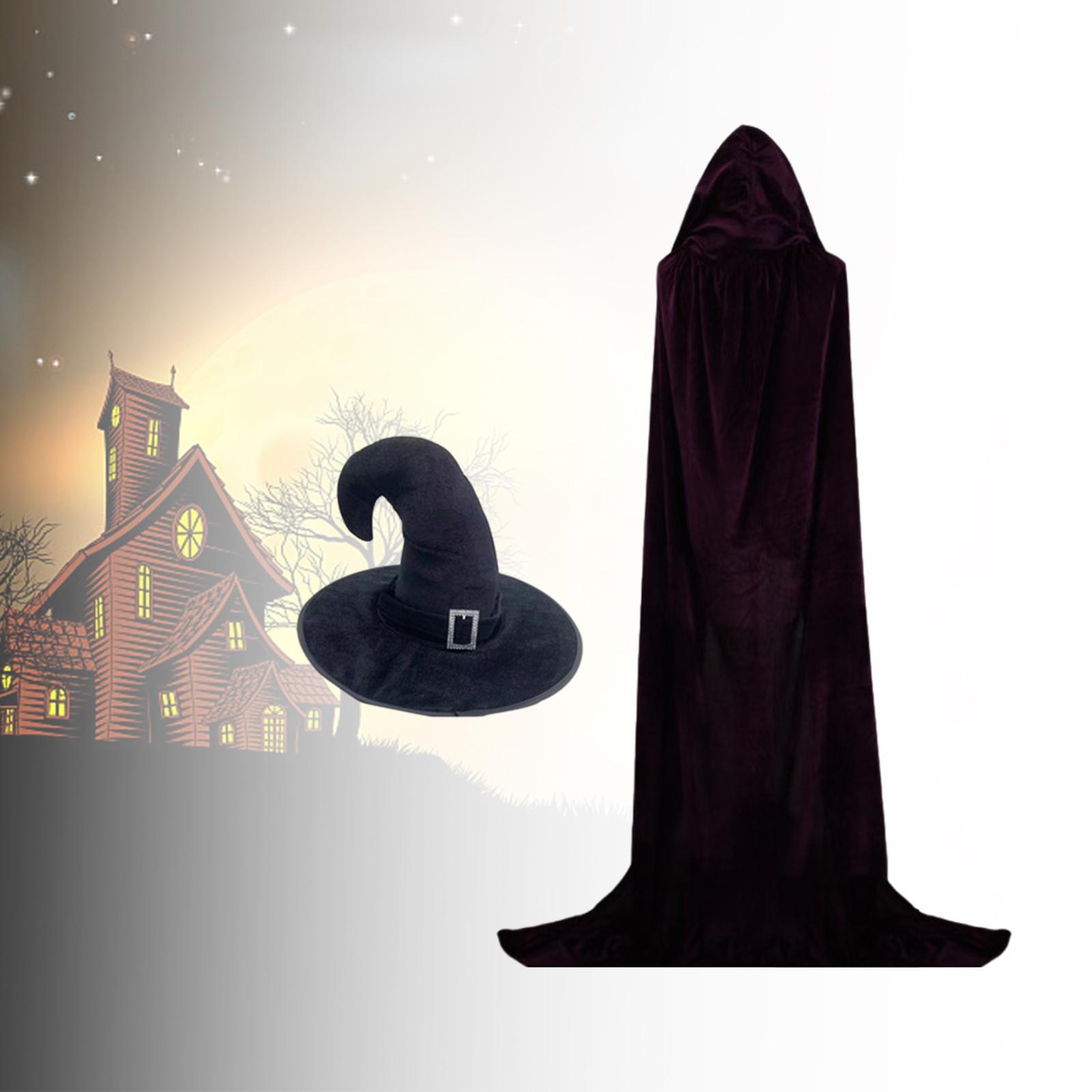Halloween Witch Costume Set Apparel for Adults, Hooded Cape Photography Prop Outfits Cosplay Costume for Festivals, Carnival