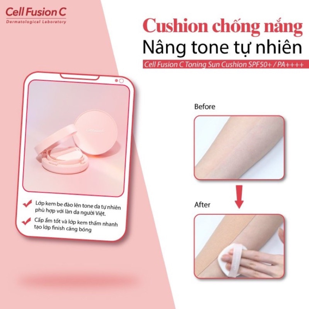 Cushion chống nắng nâng tone tự nhiên - Cell Fusion C Toning Sun Cushion SPF50+ / PA++++ 13g ILIVING-CELCS13