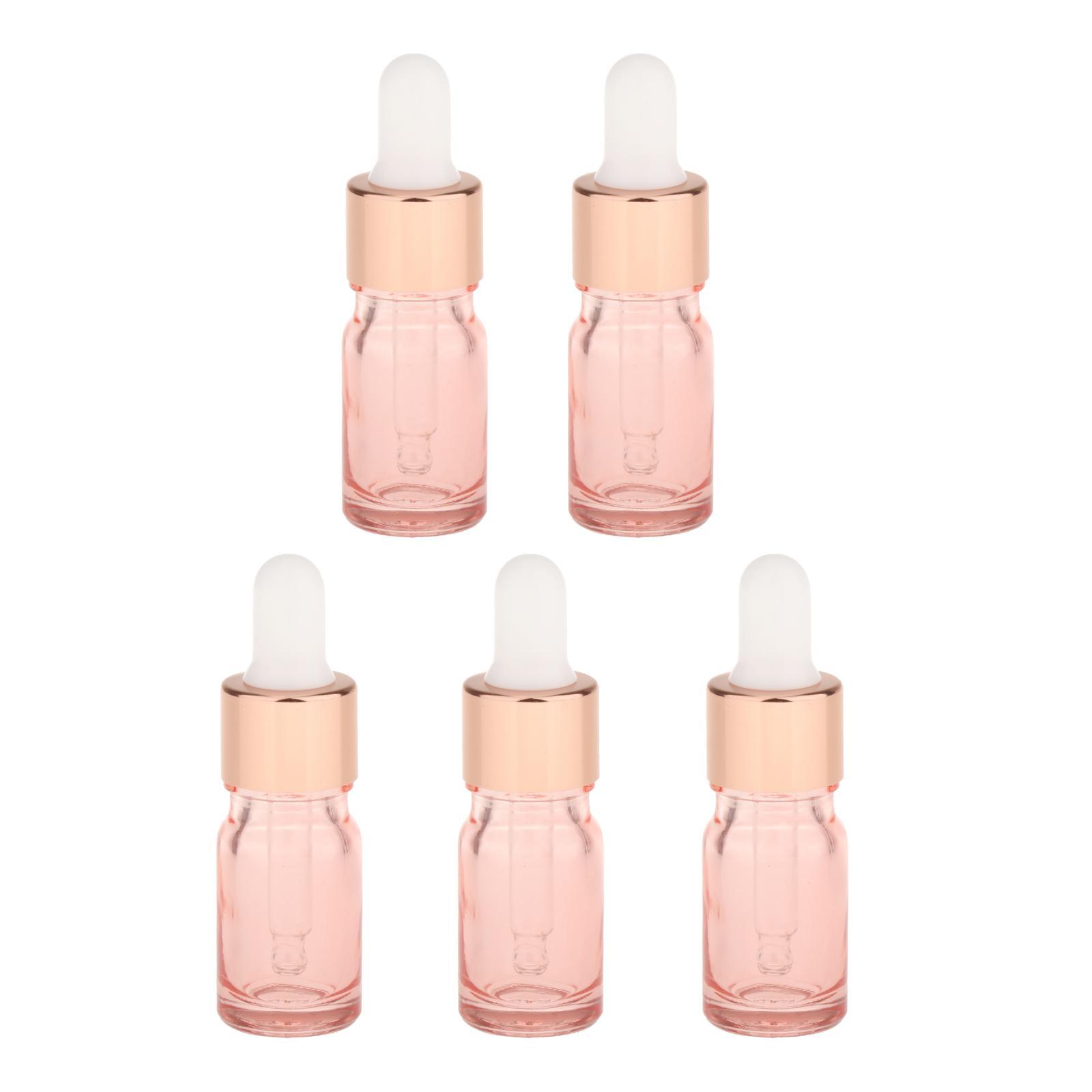 5 Pcs Rose Gold Small Glass Eye Dropper Bottle for Essential Oil Liquids Perfumes