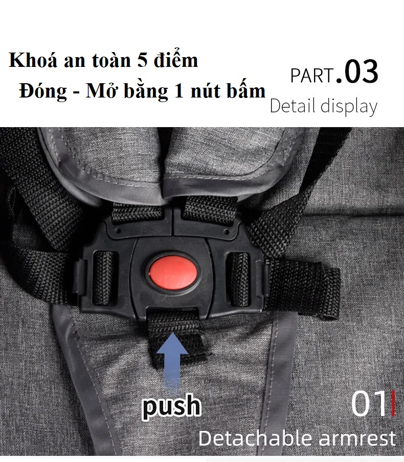 Xe đẩy cho bé du lịch A2 - Khung cao cấp siêu nhẹ, gấp gọn, bảo hành 12 tháng chính hãng