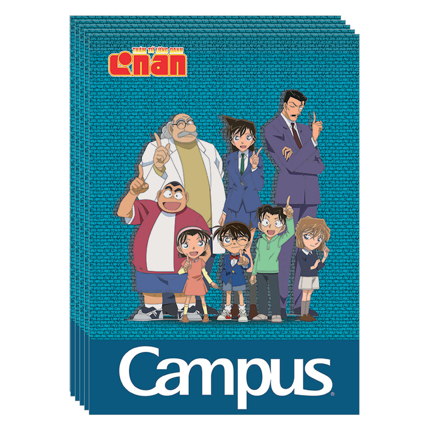 Lốc 5 Cuốn Vở A4 Kẻ Ngang Có Chấm Campus Conan Group NB-A4CN200- ĐL 70 (200 Trang) - Mẫu Ngẫu Nhiên