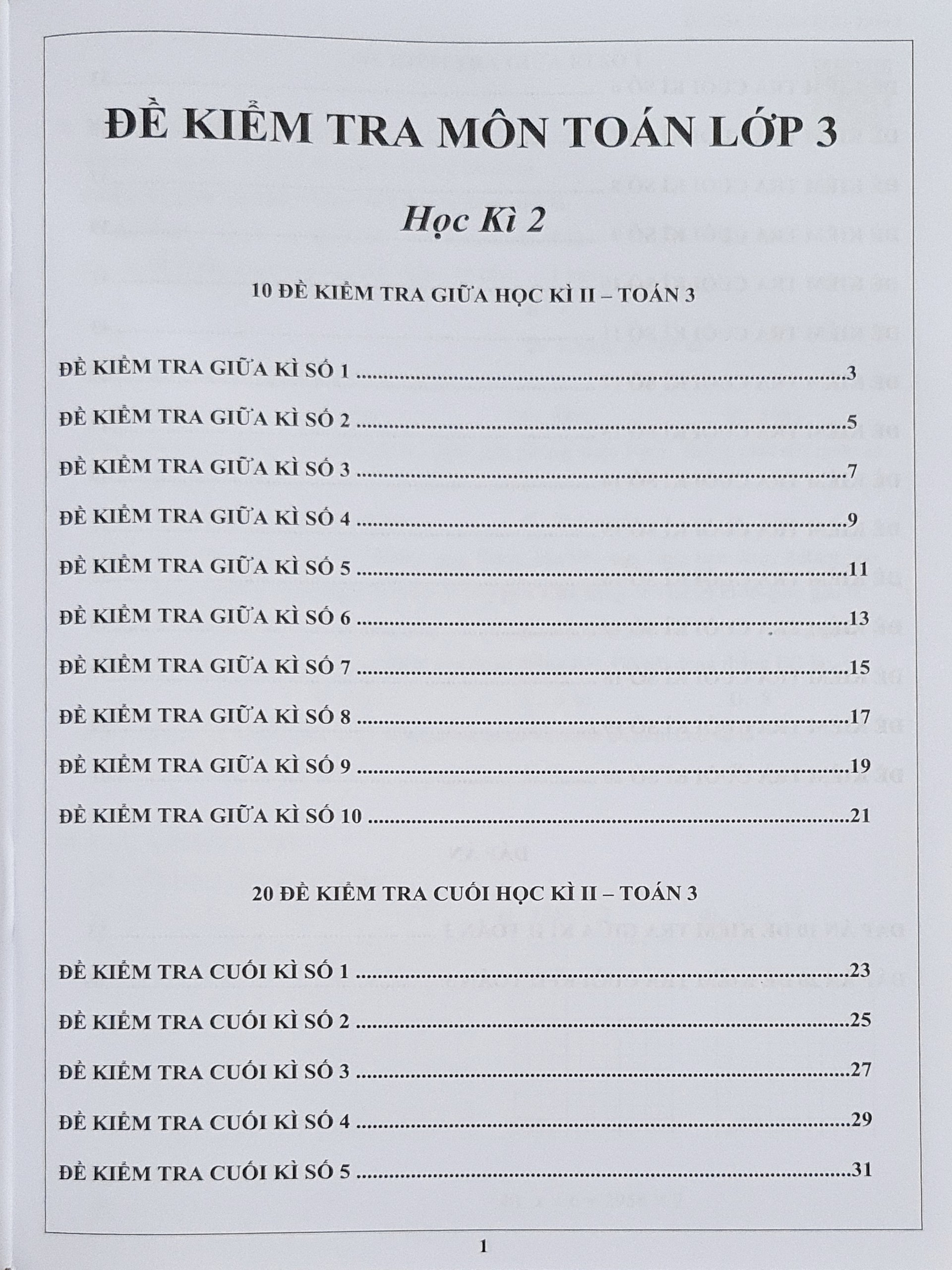 Combo Sách - Đề kiểm tra Toán 3 học kì I + II