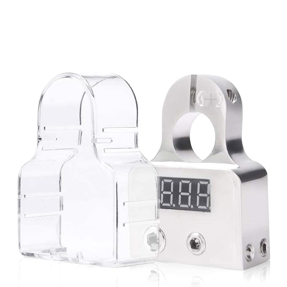 Car Battery Terminal Connectors Positive Negative Battery Terminal Clamps Car Audio Modification Battery Head with Voltmeter 12-24V