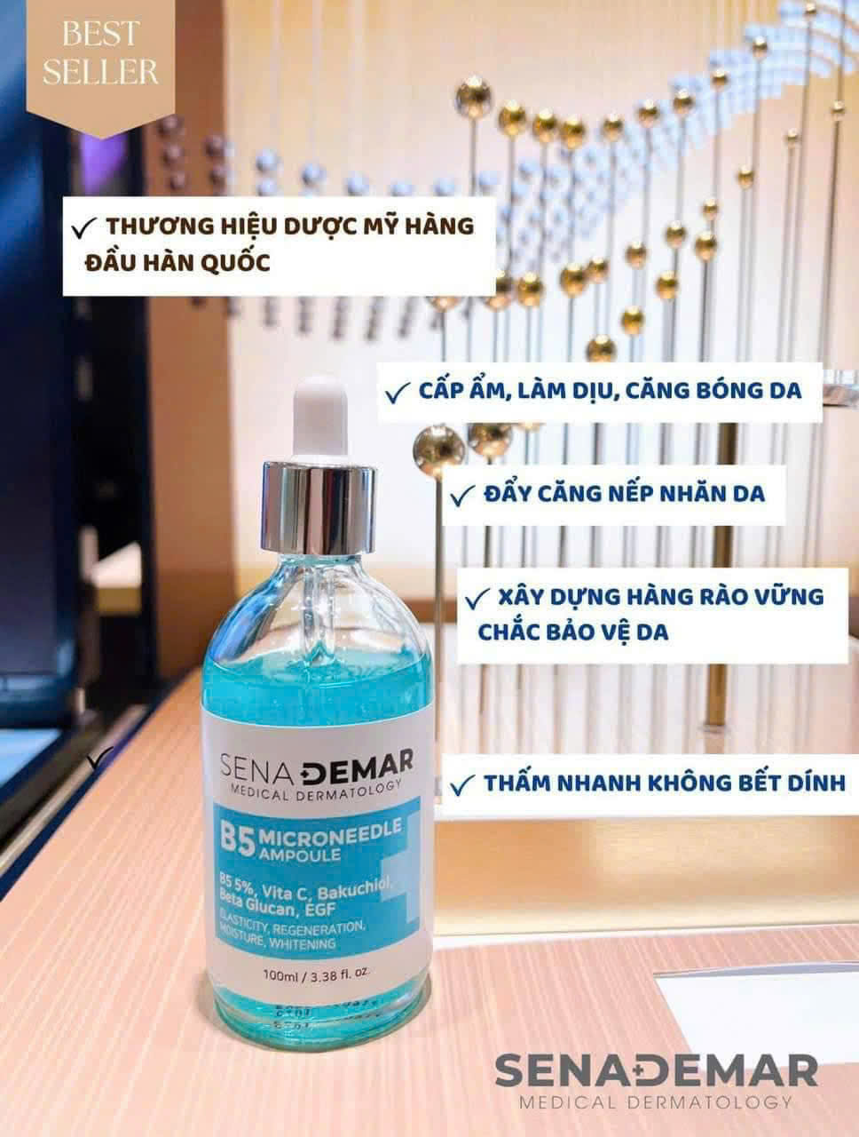 Serum B5 Senademar 100ml hạn 2027 microneedle ampoule Phục Hồi Da Cấp Ẩm Ngăn Ngừa Lão Hoá.