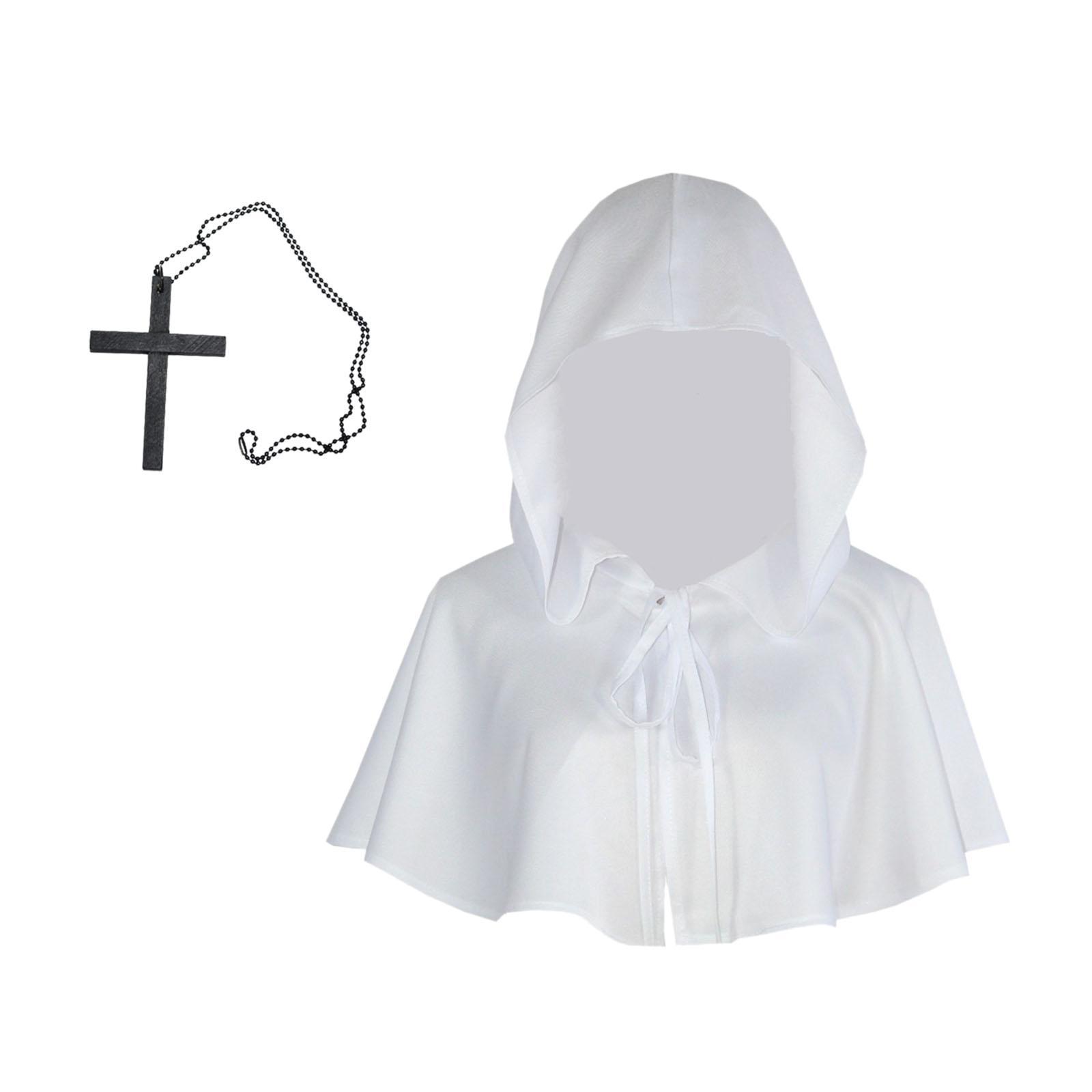 Halloween Cloak Death Cape Halloween Party Cosplay Witch Cowl Hat Short Cape Gothic Props Medieval Hooded Cloak Hat Hooded Poncho for Unisex