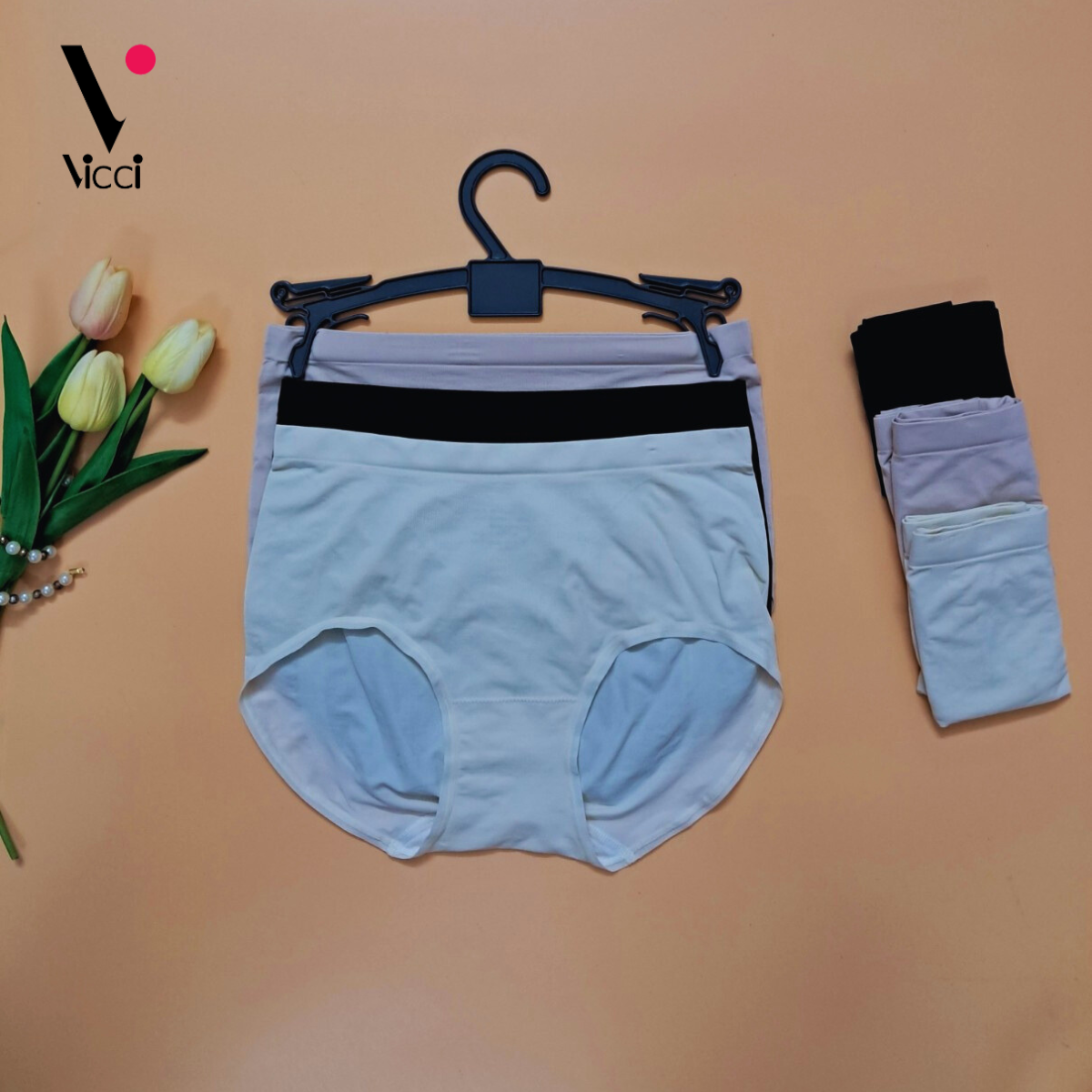 Quần lót nữ Vicci bản lưng cao gen nhẹ ,sợi dệt mềm mại, kháng khuẩn khử mùi QV.34 nhiều màu