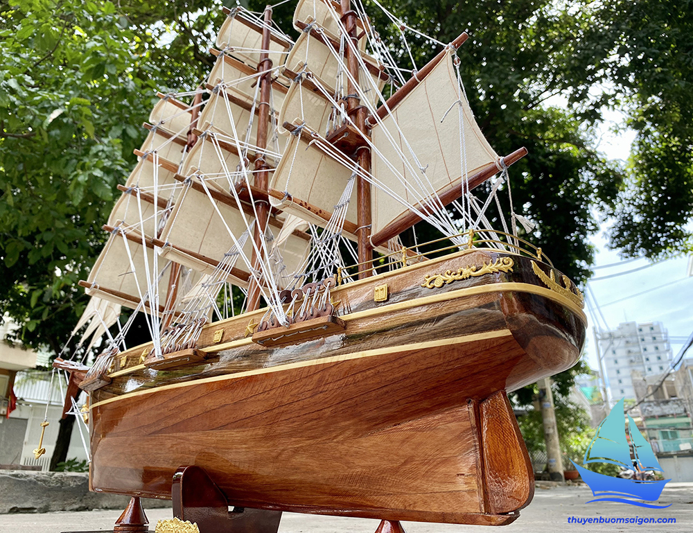 Mô hình thuyền buồm Cutty Sark dài 97cm gỗ tự nhiên, quà tặng khách hàng đối tác, thuyền gỗ trang trí văn phòng làm việc