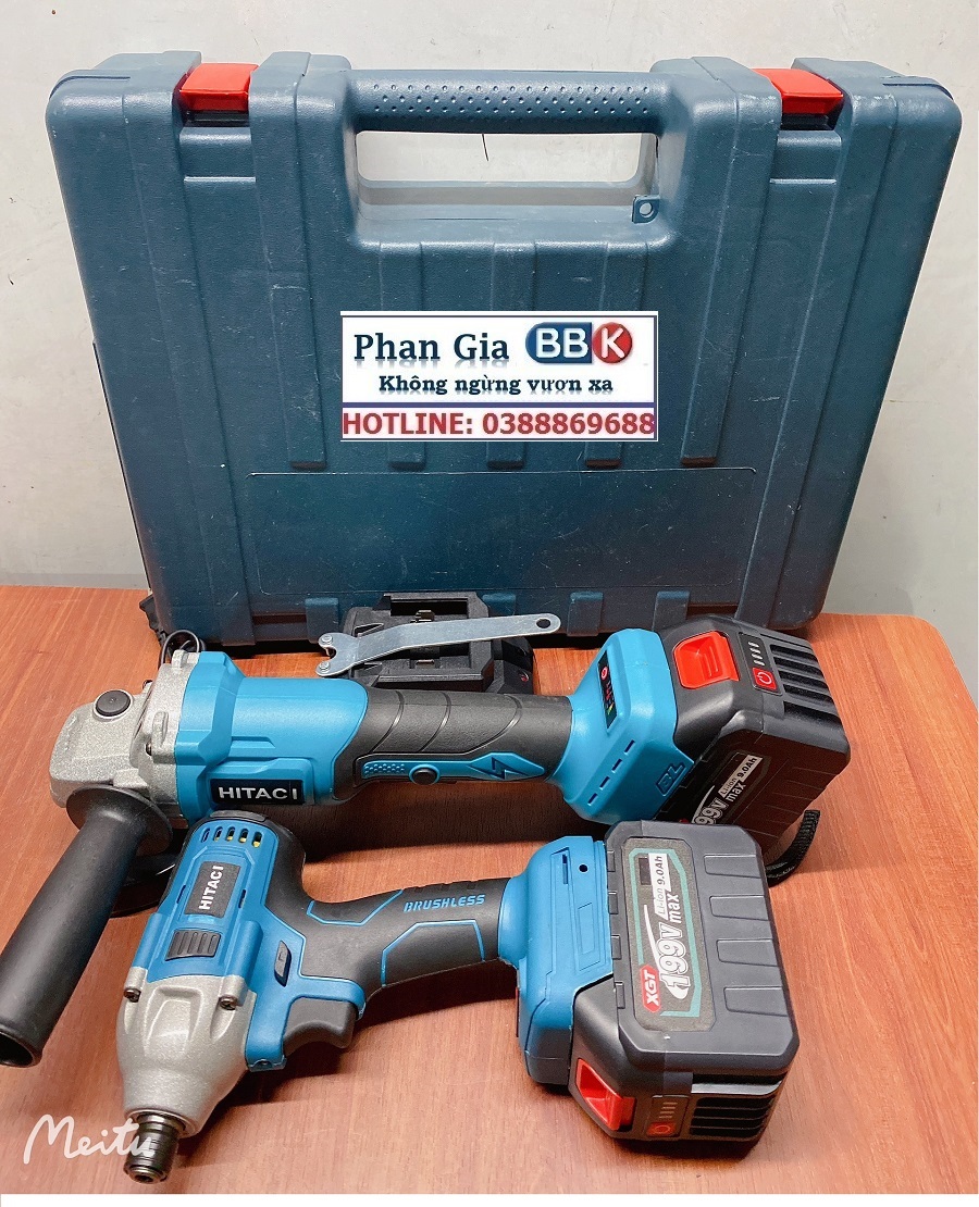 Bộ Combo 2 Trong 1 Gồm Máy Mài Góc Và Máy Chuyên Vít 199V 2 Pin 15 Cell, Động Cơ Không Than - Tặng Hộp Đựng