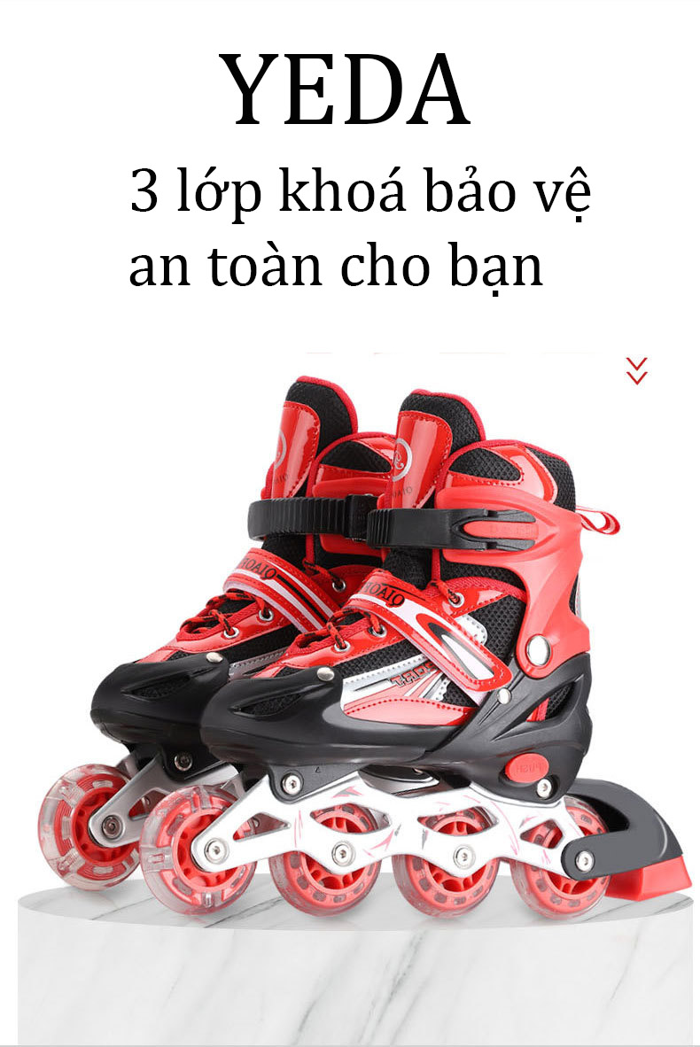 Giày Trượt Patin Trẻ Em, Giày Patin 4 Bánh chịu lực, chống mài mòn