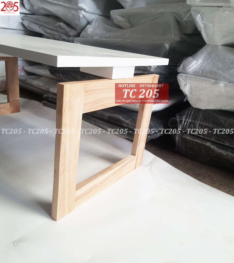 BÀN CHÂN KHUNG - GỖ CAO SU 100% - 40x70xcao 35cm- 205 TC Folding Wooden Table