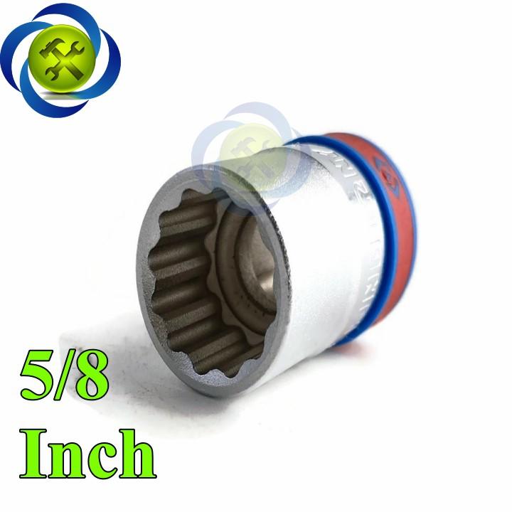 Tuýp 5/8 hệ inh 1/2 Kingtony 433020S loại ngắn 12 cạnh màu trắng 15.87mm