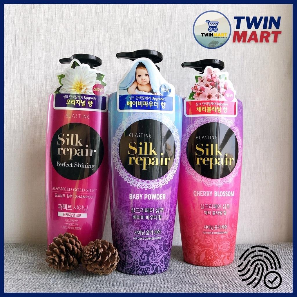 Dầu gội chăm sóc và nuôi dưỡng tóc Elastine Silk Repair Baby Powder 550ml sản xuất tại Hàn Quốc