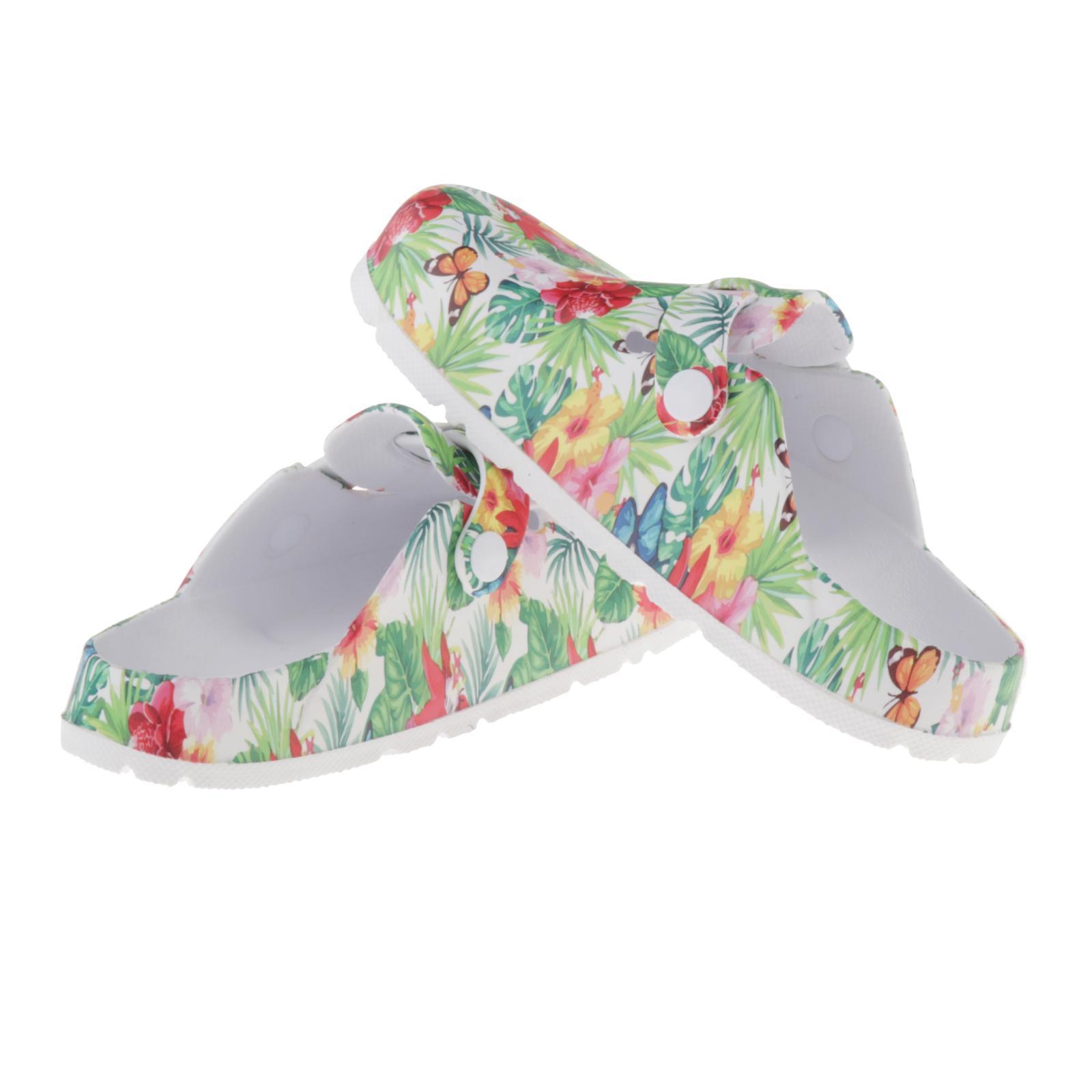 2 Pairs Womens Flower Printed Chef Clogs Shoes Non Work Nursing Shoes