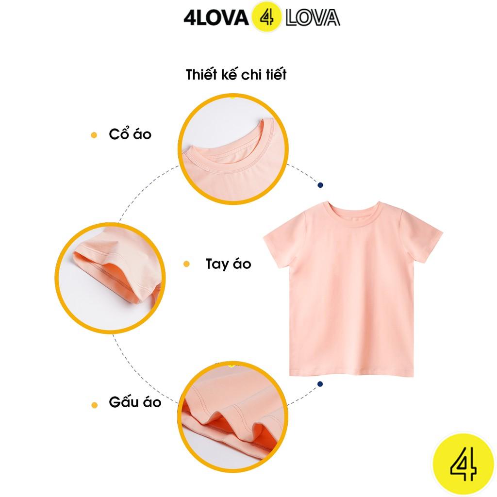 Áo thun cộc tay cho bé 4LOVA trơn kiểu dáng basic từ 28-44kg hàng chính hãng