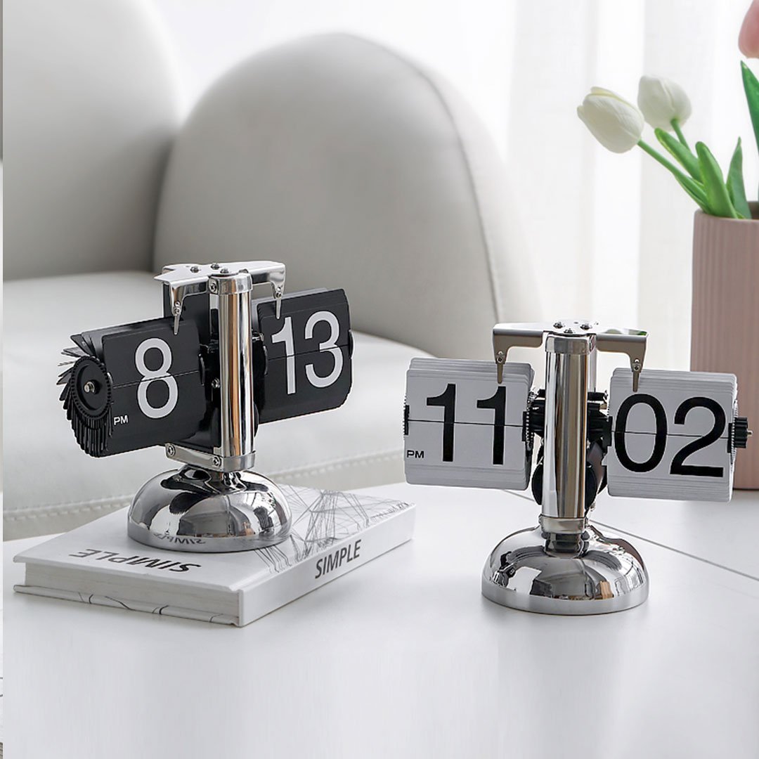 Đồng Hồ Để Bàn Lật Số Cổ Điển Vintage Sang Trọng Đồng Hồ Auto Flip Clock Retro Mac Đồng Hồ Lật Số Trang Trí Decor