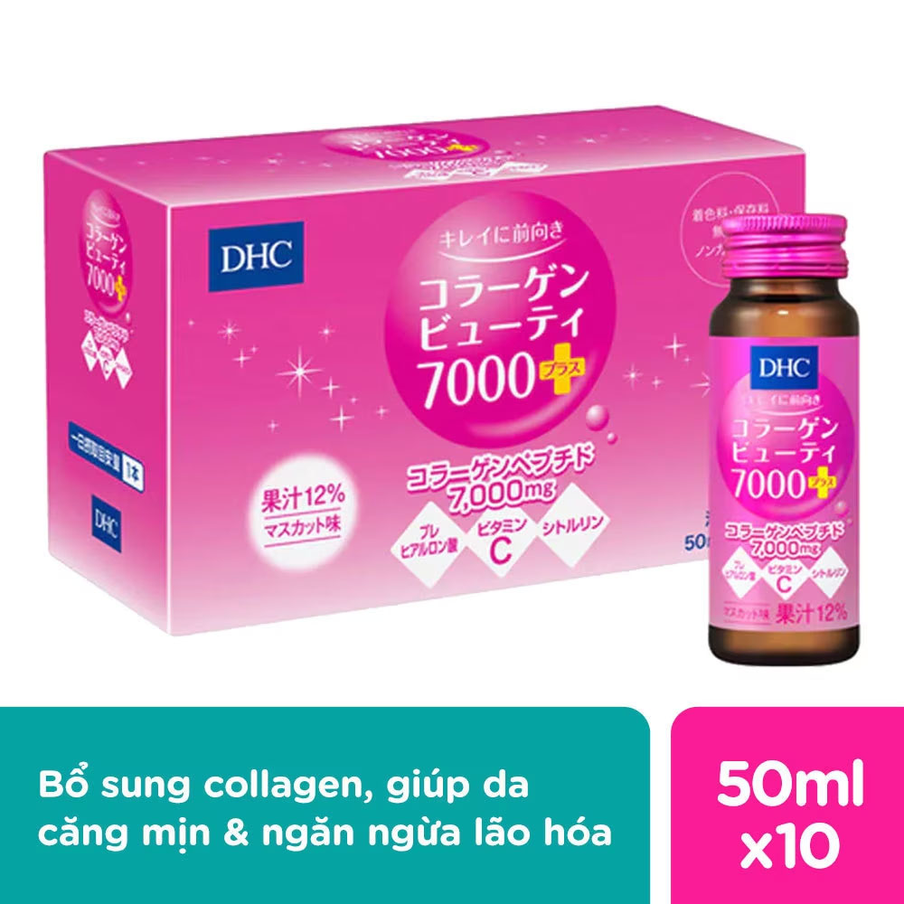 Thực Phẩm Bảo Vệ Sức Khỏe DHC Collagen Beauty Collagen Nước 7000 Plus Hộp 10 Chai x 50ml