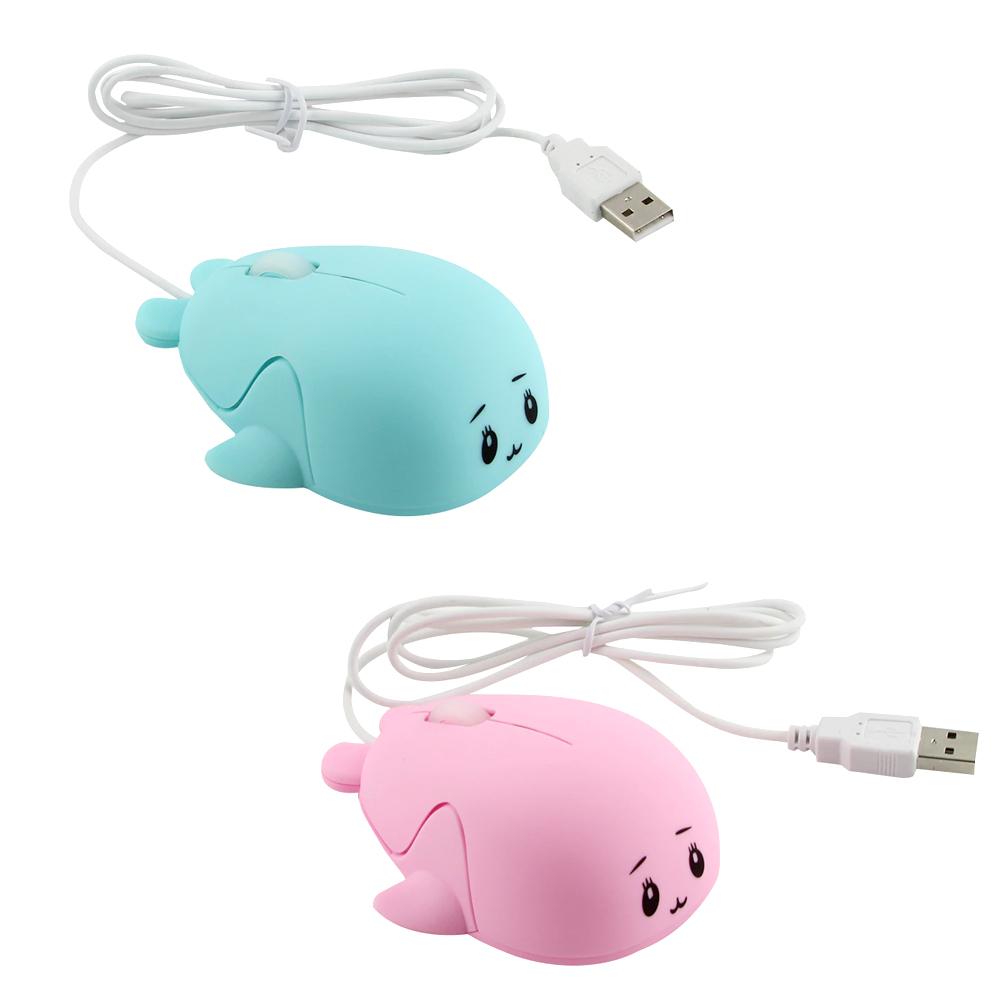 Dolphin Shape Wired Mouse Cute Mini Laptop Mouse 800 DPI Optical Sensor/3 Buttons/Ergonomic Design/USB Powered Computer