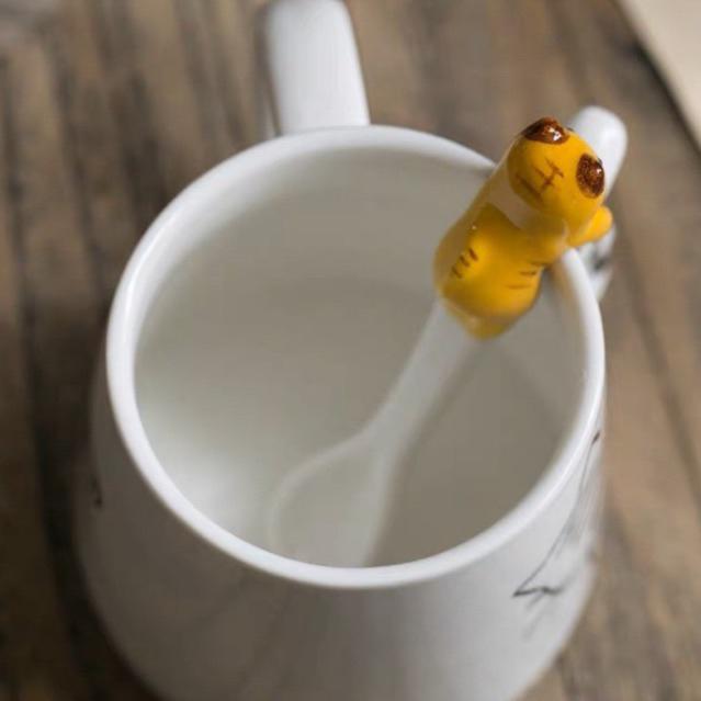 Muỗng Cà Phê Bằng Sứ Hình Mèo Hoạt Hình Dễ Thương