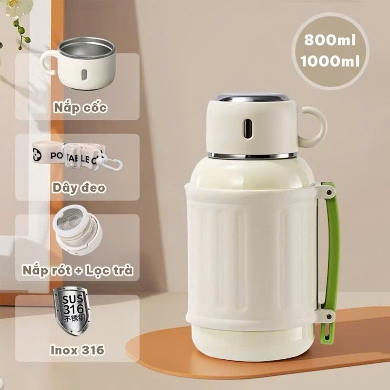 Bình Giữ Nhiệt Nóng Lạnh 55 Inox 316 Dung Tích 800-1000ML, Giữ Nhiệt 8-10 Giờ - HÀNG CHÍNH HÃNG MINIIN