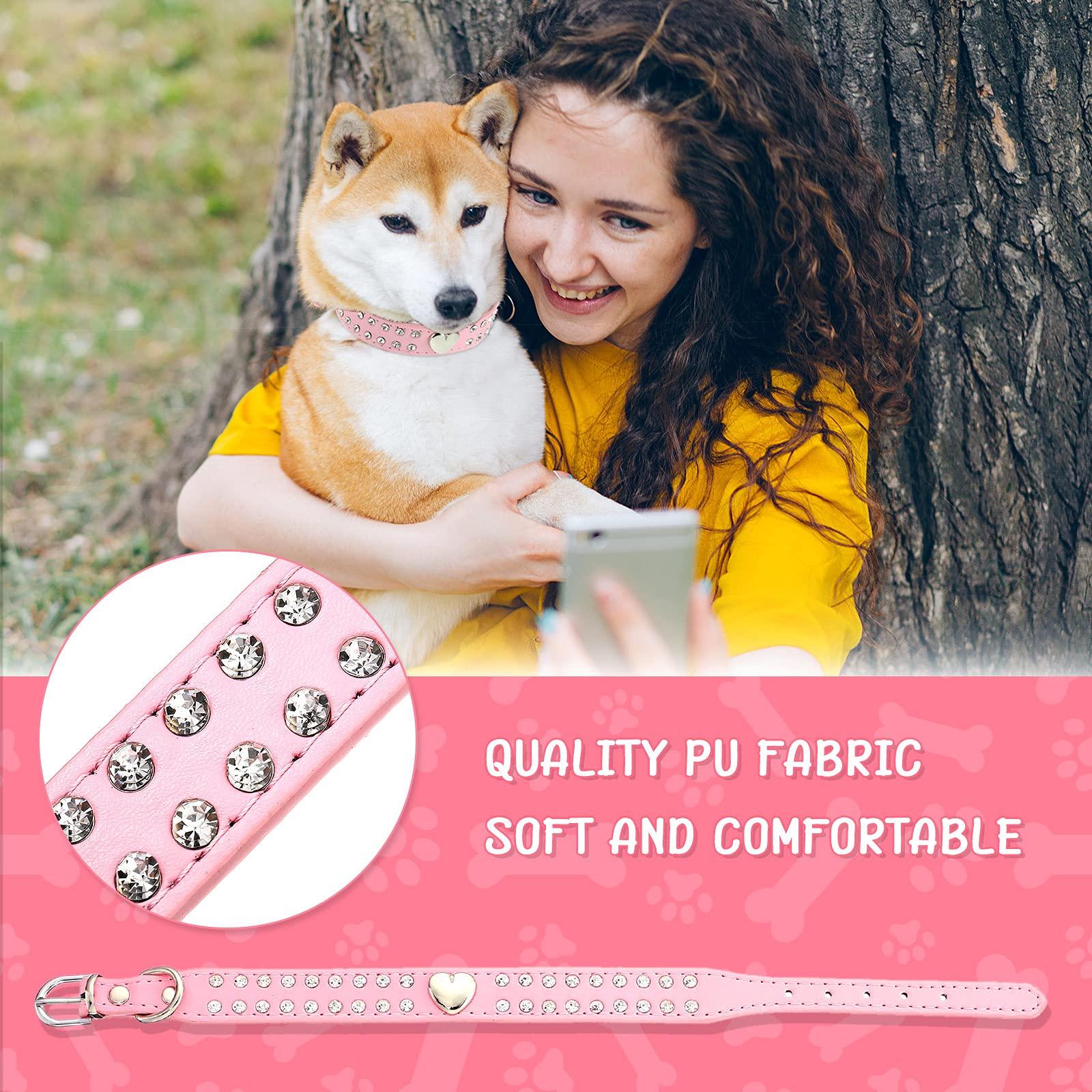 Vòng cổ Dog Vòng cổ có thể điều chỉnh vòng cổ pha lê trong vòng rhinestones bling chó trong da pu trái tim cho chó nhỏ và vừa có kích thước, kích thước S