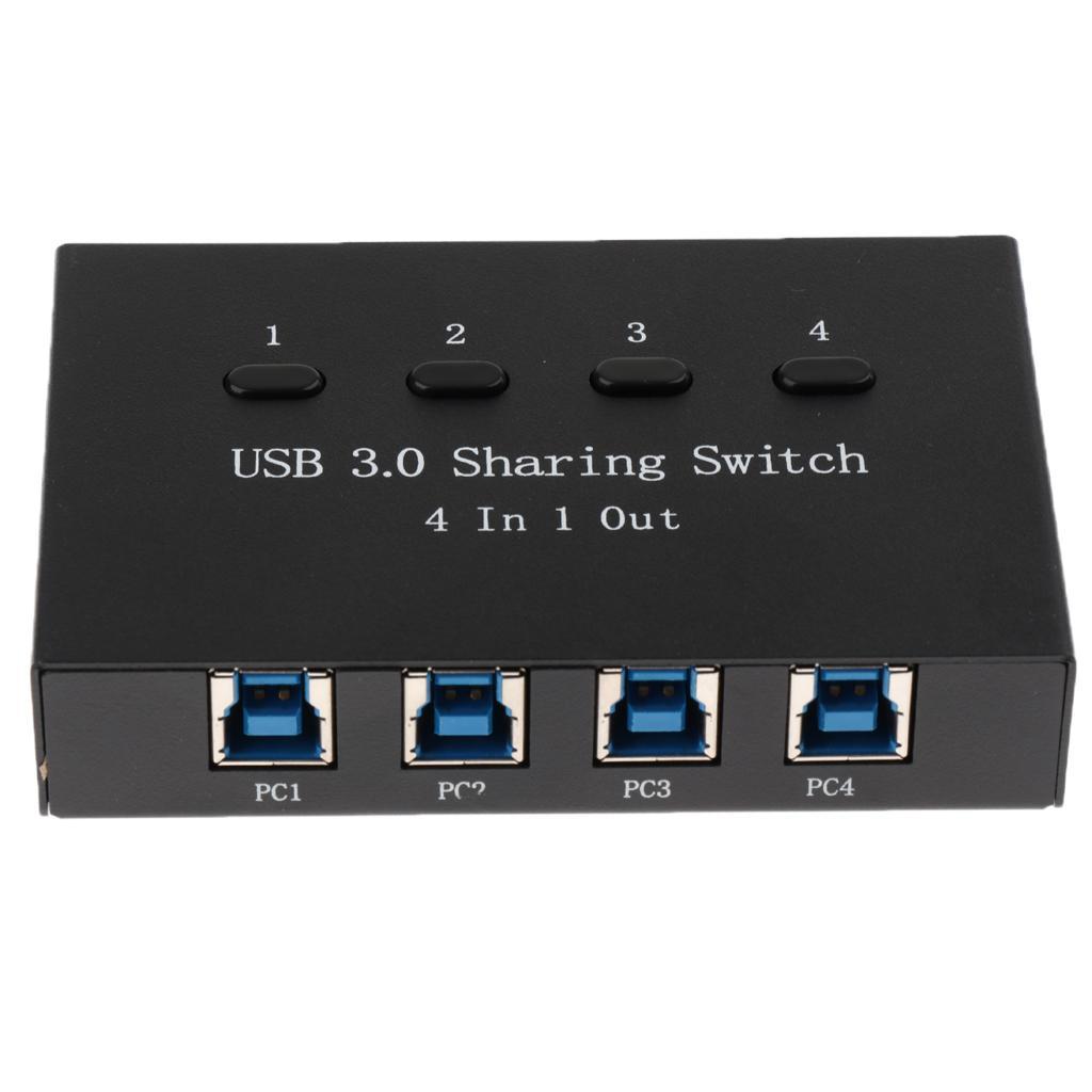 USB 3.0 Sharing Manual Switch KVM Adapter Box 4Ports Hub for Printer