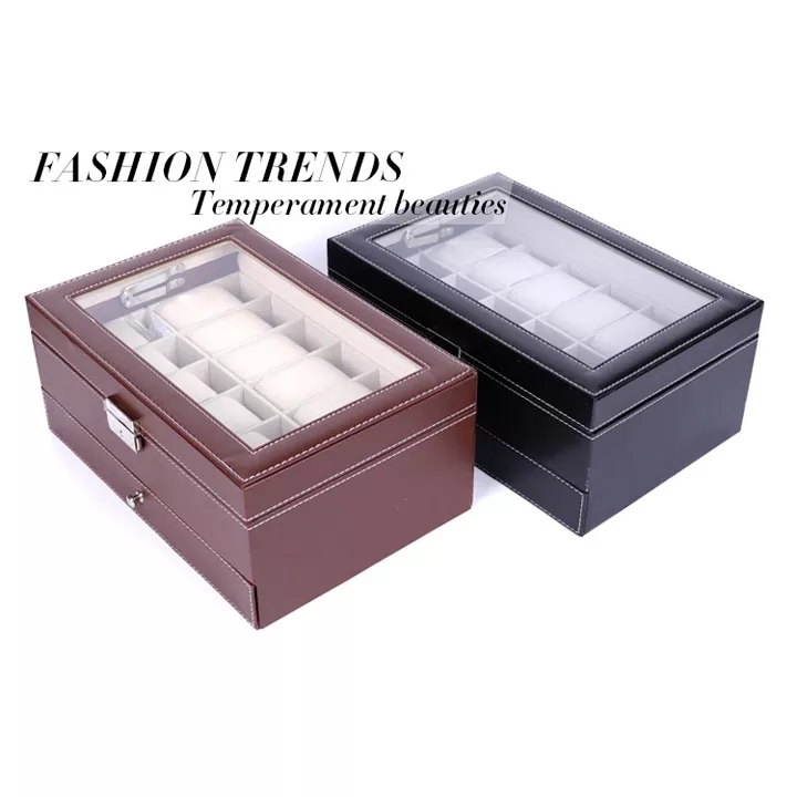 Hộp đựng đồng hồ, trang sức 12 chiếc đồng hồ 2 tầng B903