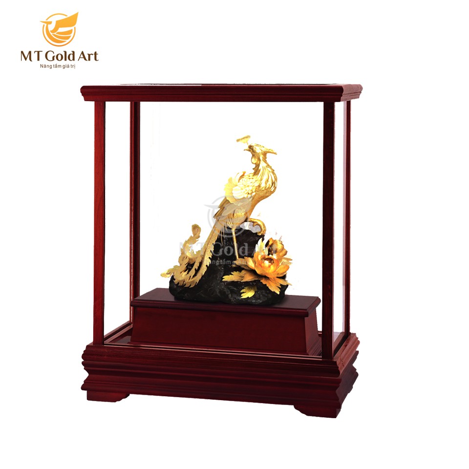 Tượng Chim phượng hoàng dát vàng (17x29x34cm) MT Gold Art- Hàng chính hãng, trang trí nhà cửa, phòng làm việc, quà tặng sếp, đối tác, khách hàng, tân gia, khai trương