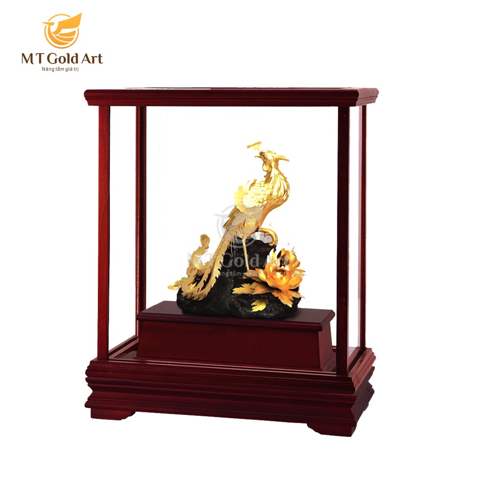 Hình ảnh Tượng Chim phượng hoàng dát vàng (17x29x34cm) MT Gold Art- Hàng chính hãng, trang trí nhà cửa, phòng làm việc, quà tặng sếp, đối tác, khách hàng, tân gia, khai trương 