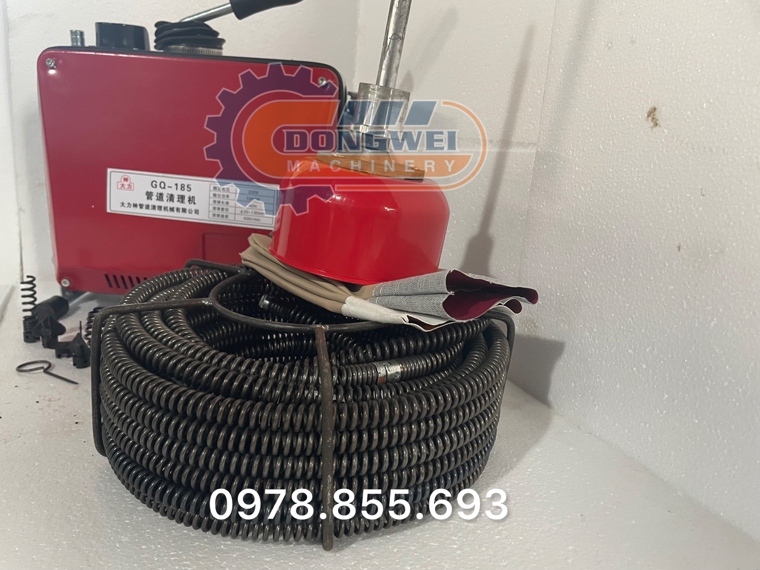 Máy thông tắc cống GQ185_1000w tặng kèm cuộn dây đường kính 16mm dài 15m