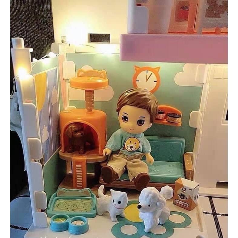 Bộ đồ chơi siêu phẩm cao cấp biệt thự ngôi nhà búp bê 3 tầng 6 phòng Little World DIY kèm đồ nội thất thiết kế sắc sảo tinh tế đến từng chi tiết cho trẻ em