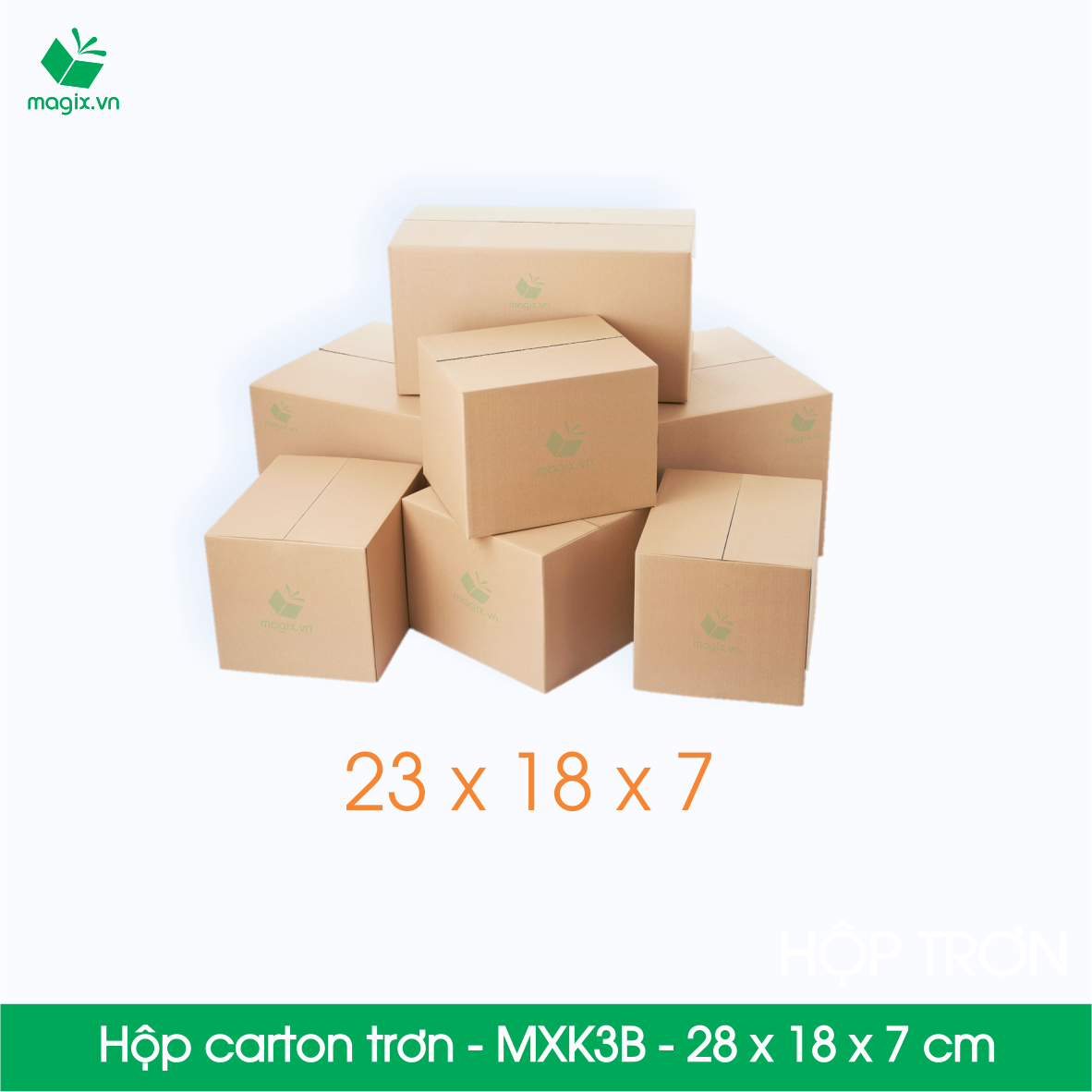 MXK3B - 23x18x7 cm - 25 Thùng hộp carton trơn đóng hàng