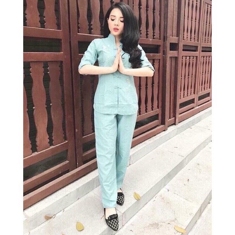 ĐỒ LAM ĐI CHÙA Cổ Tàu Viền # Đồ Bộ # Rẻ Đẹp