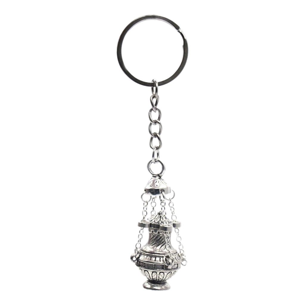 Christian Incense Burner Keychain Key Ring Keyfob Jewelry Bag Car Pendant