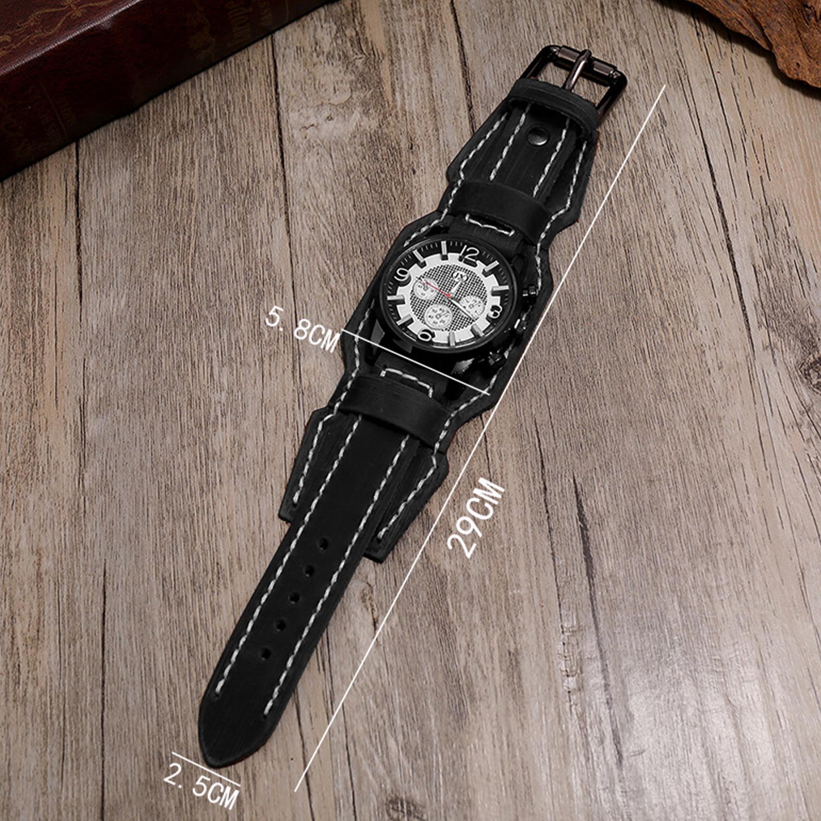 Punk Retro Watch Bracelet Leather Fashion Wide Leather Strap Vintage