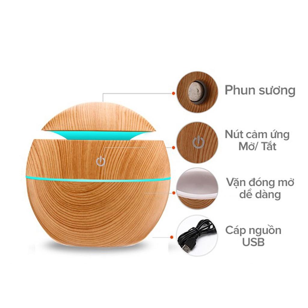 Máy Xông Tinh Dầu Phòng Ngủ AROMA Đèn LED Khử Khuẩn Kiểu Dáng Vân Gỗ