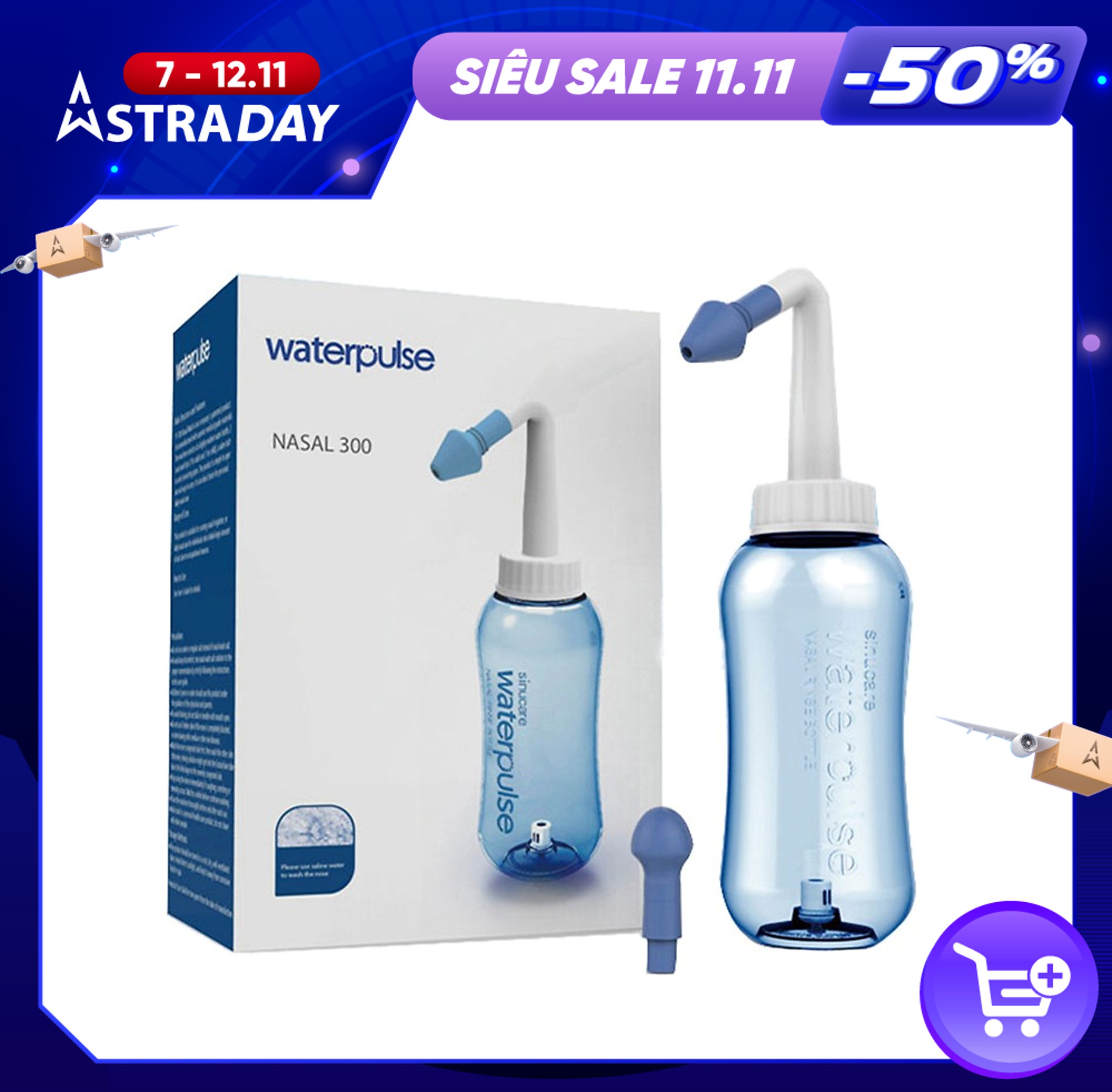 BÌNH RỬA MŨI WATER PULSE TẶNG KÈM 1 CHAI NƯỚC MUỐI SINH LÍ 500ML