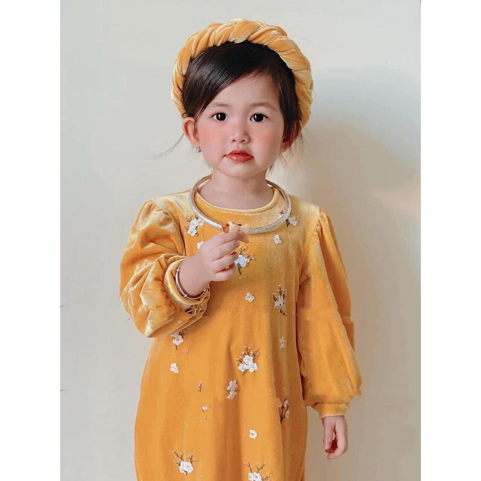 ÁO DÀI NHUNG CHO BÉ IU