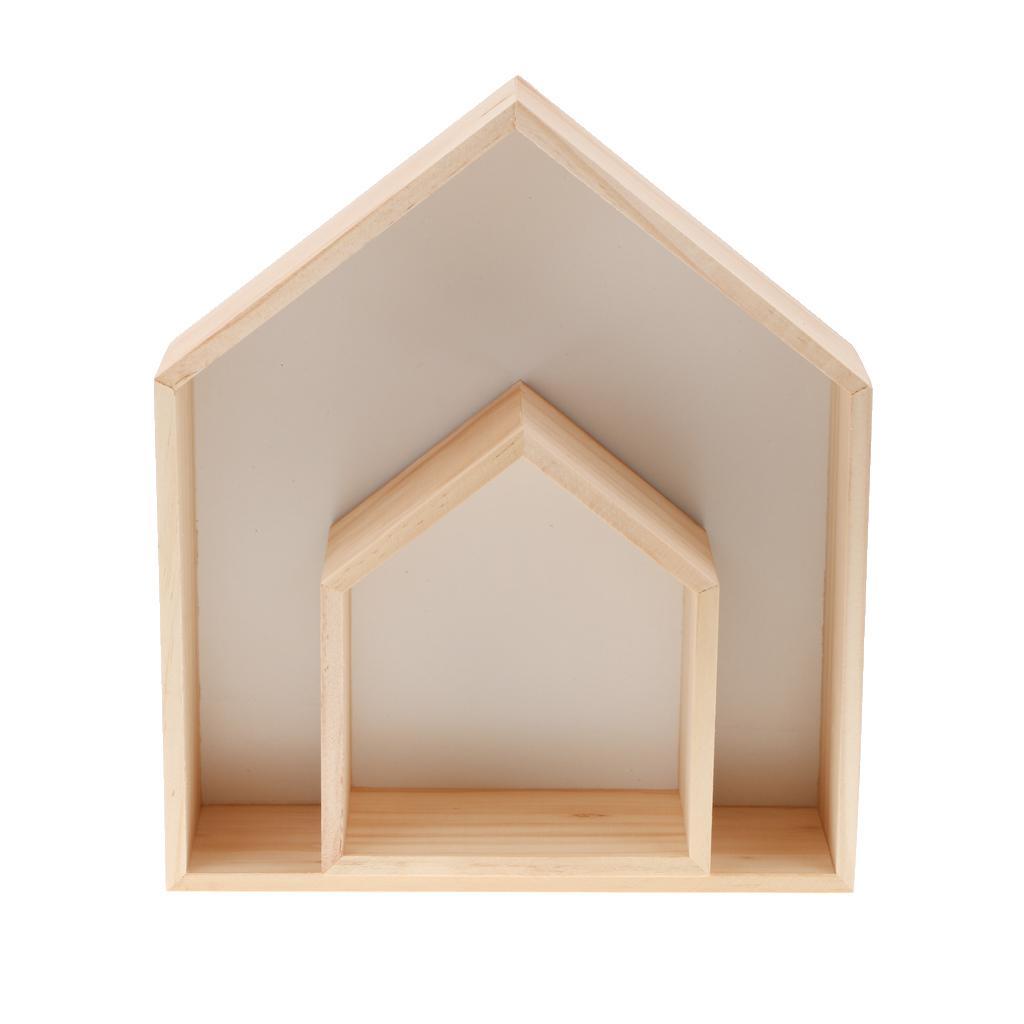 Fantasy Floating Wall Shelf Storage Shelves Hut Shaped Wooden Home Decor