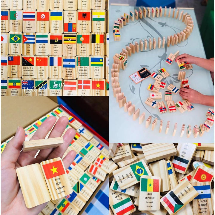 Đồ chơi gỗ Domino cờ các quốc gia