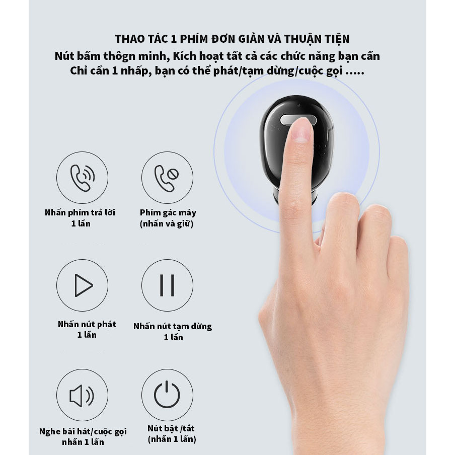 Tai nghe ĐƠN Bluetooth Hitoor HXT-5 TWS dual-pass 5.0 stereo thể thao tai nghe không dây tai nghe đơn siêu nhỏ - HÀNG NHẬP KHẨU