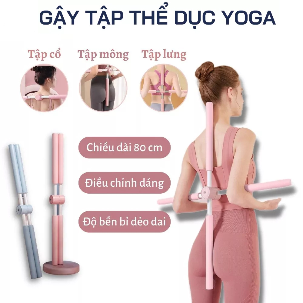 Gậy Chỉnh Thẳng Lưng Vai, Chống Gù - YOGA QG, Chất Liệu Thép Không Gỉ, Có Đệm Mút Mềm Mại - Hàng chính hãng