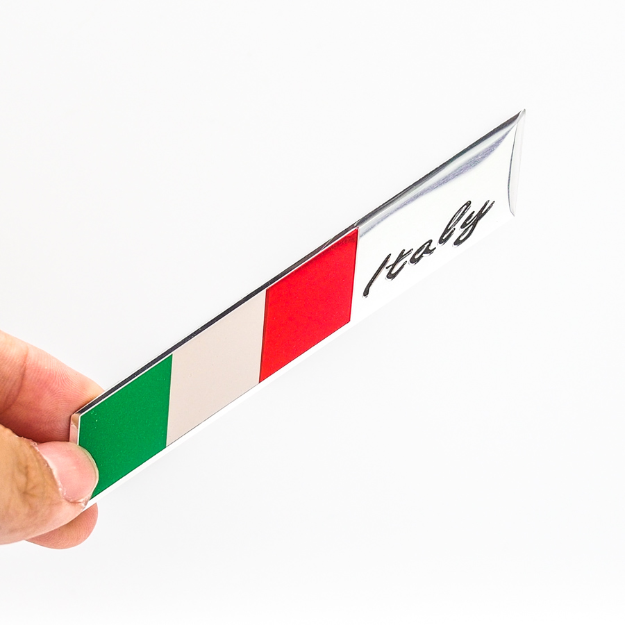 Sticker hình dán metal cờ Ý Italia - miếng lẻ - Ngang 10x1.5cm
