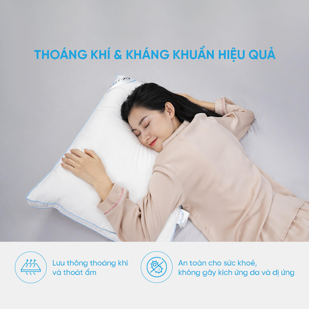 Gối nằm lông vũ cao cấp Doona Sandwich 45x65cm siêu mềm, êm ái, thích hợp với mọi lứa tuổi