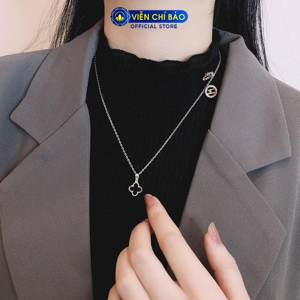 Dây chuyền bạc nữ Cỏ bốn lá may mắn, vòng cổ nữ bạc 925 thời trang phụ kiện trang sức nữ Viễn Chí Bảo M400430 D400143x