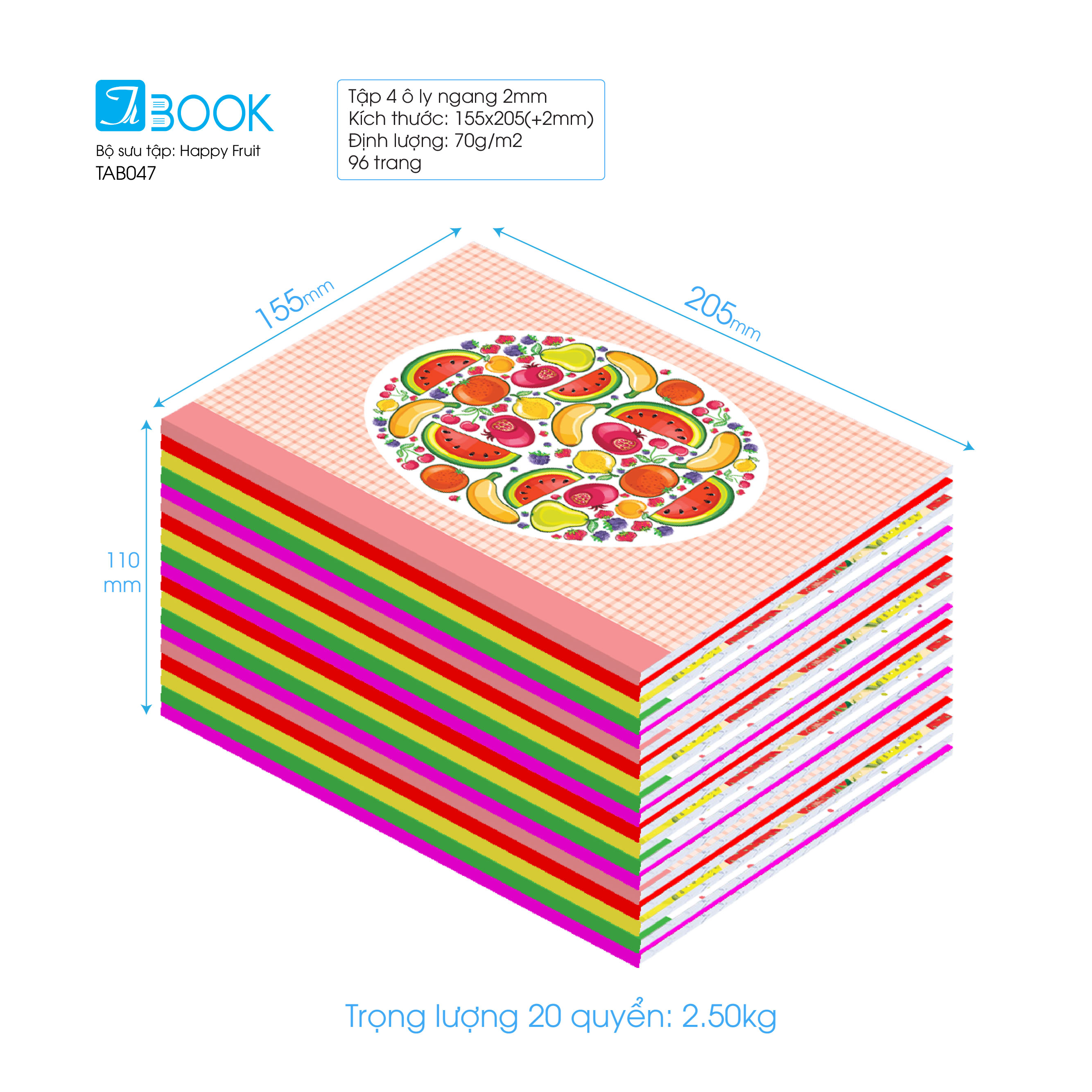 [HCM]20 cuốn Tập Happy Fruit 96 trang ĐL70 (TAB047c)