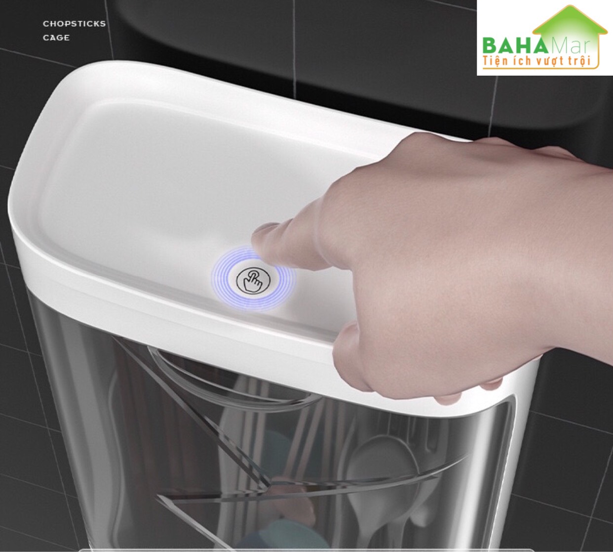 HỘP ĐỰNG ĐŨA THÌA DĨA KHỬ TRÙNG BẰNG TIA UV TREO TƯỜNG CÓ NẮP ĐẬY BAHAMAR giúp an toàn vệ sinh trong ăn uống tăng cao sạch sẽ và đẹp cho gian bếp