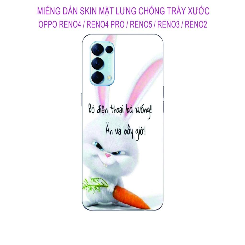 Miếng Dán Skin dành cho OPPO Reno 5 / Reno 4 / Reno 4pro / Reno 3 / Reno 2 / Reno 2F, Hình ảnh sắt nét chống trầy xước